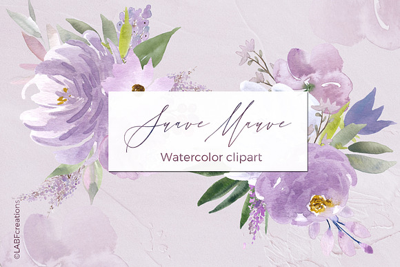Sauve Mauve. Watercolor flowers in Illustrations - product preview 2