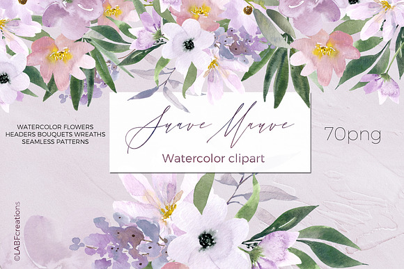 Sauve Mauve. Watercolor flowers in Illustrations - product preview 3