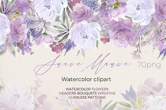 Sauve Mauve. Watercolor flowers in Illustrations - product preview 4
