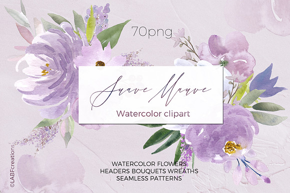 Sauve Mauve. Watercolor flowers in Illustrations - product preview 5