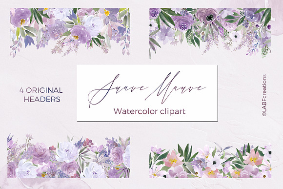 Sauve Mauve. Watercolor flowers in Illustrations - product preview 8