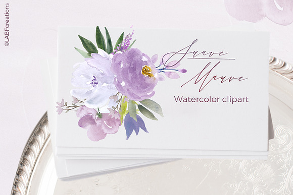 Sauve Mauve. Watercolor flowers in Illustrations - product preview 9