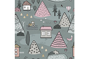 Cute doodle seamless pattern with