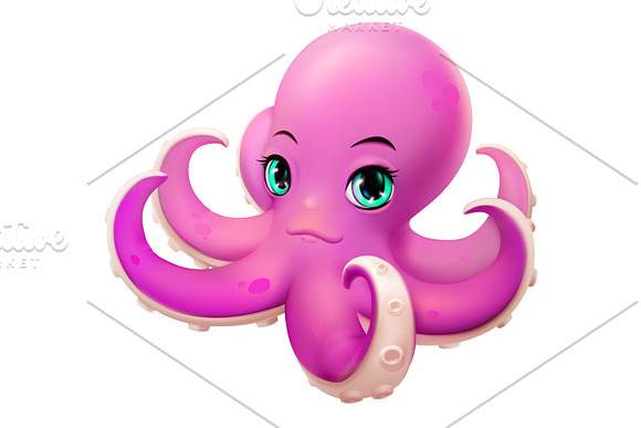 Sea animal on colorful background in Illustrations - product preview 3