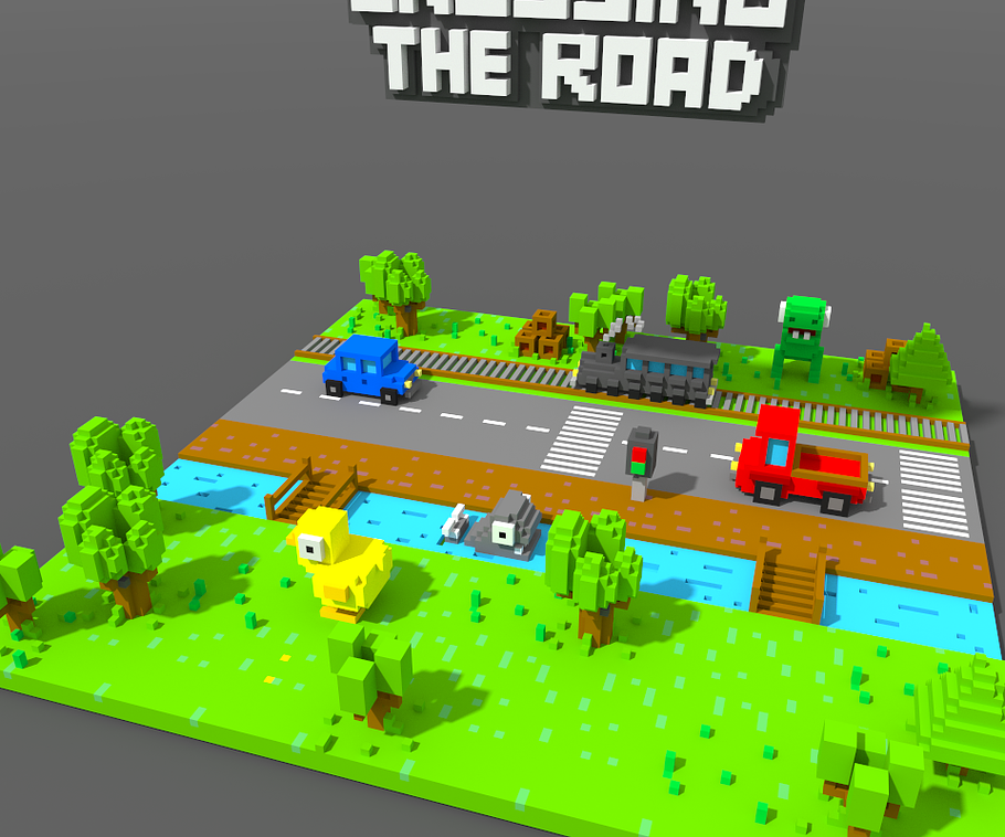 Crossy Road Style Game Voxel Assets in Nature - product preview 1