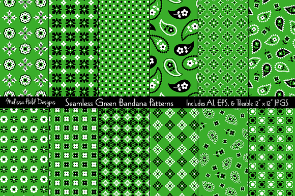Seamless Green Bandana Patterns in Patterns - product preview 2
