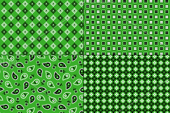 Seamless Green Bandana Patterns in Patterns - product preview 3