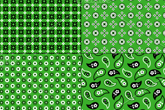 Seamless Green Bandana Patterns in Patterns - product preview 5