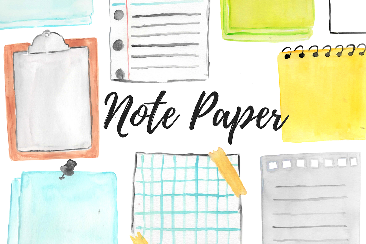 Watercolor note paper clipart in Illustrations - product preview 8