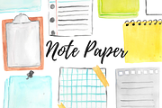 Watercolor note paper clipart