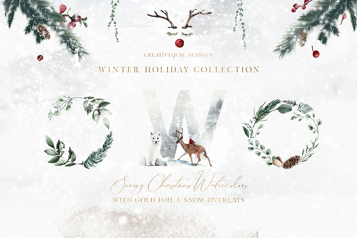 Winter Holiday Watercolor Set in Illustrations - product preview 8