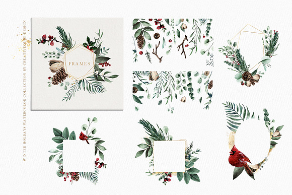Winter Holiday Watercolor Set in Illustrations - product preview 17