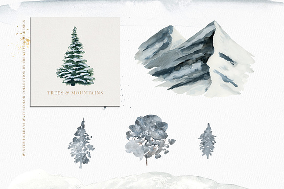 Winter Holiday Watercolor Set in Illustrations - product preview 21