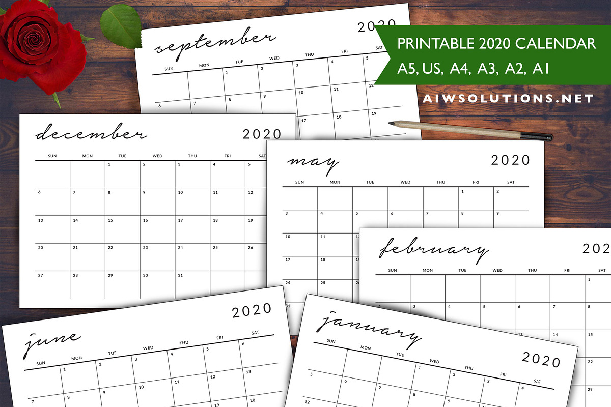 2020 monthly calendar -IDO4 in Stationery Templates - product preview 8
