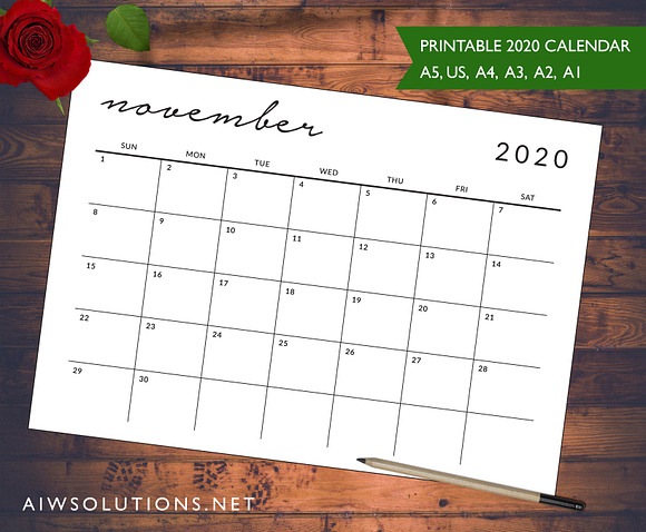 2020 monthly calendar -IDO4 in Stationery Templates - product preview 1