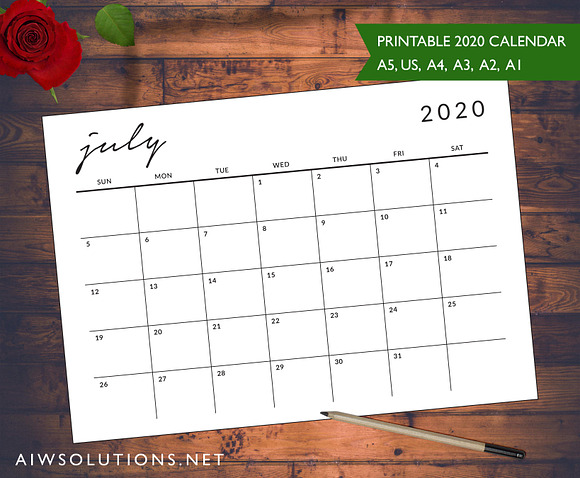 2020 monthly calendar -IDO4 in Stationery Templates - product preview 2