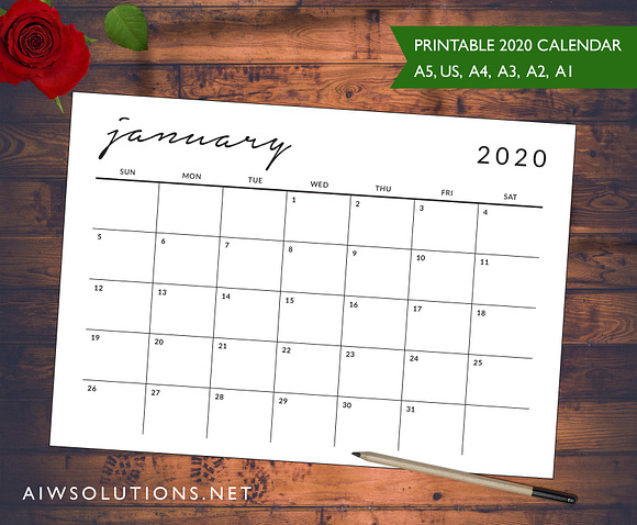 2020 monthly calendar -IDO4 in Stationery Templates - product preview 3