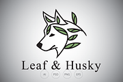 Floral Siberian Husky Logo Template