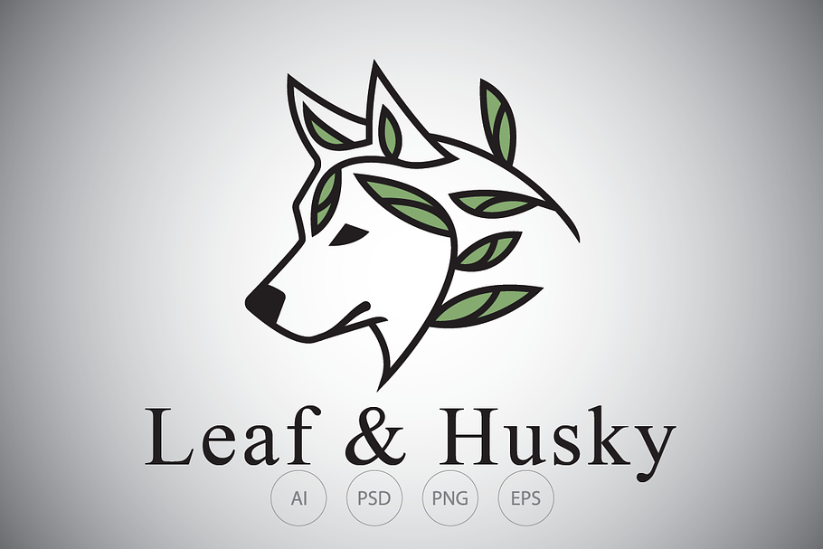 Floral Siberian Husky Logo Template in Logo Templates - product preview 8