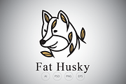 Fat Siberian Husky Logo Template