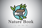 Nature Book with Leaf Logo Template