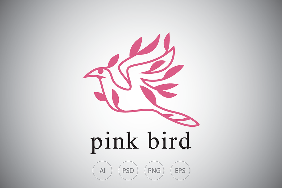 Floral Bird with Leaf Logo Template