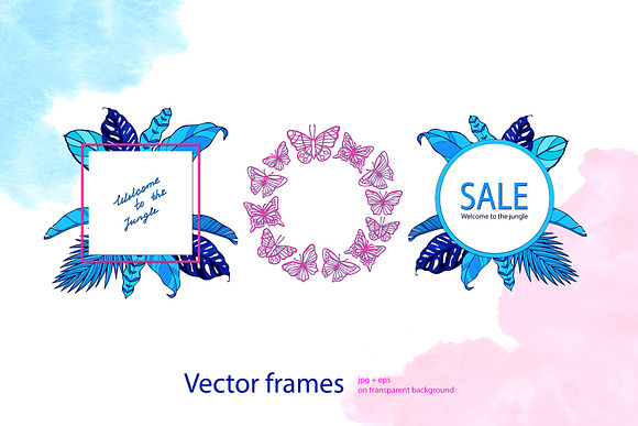 Neon tropical wreaths and frames in Objects - product preview 2