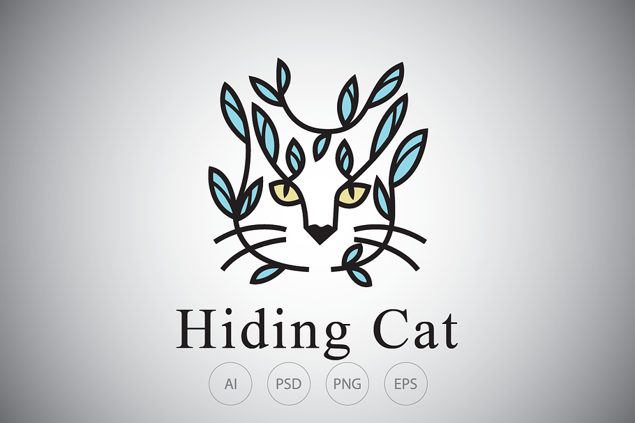 Hiding Cat Logo Template