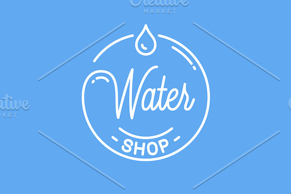 Water shop logo. Round linear logo.