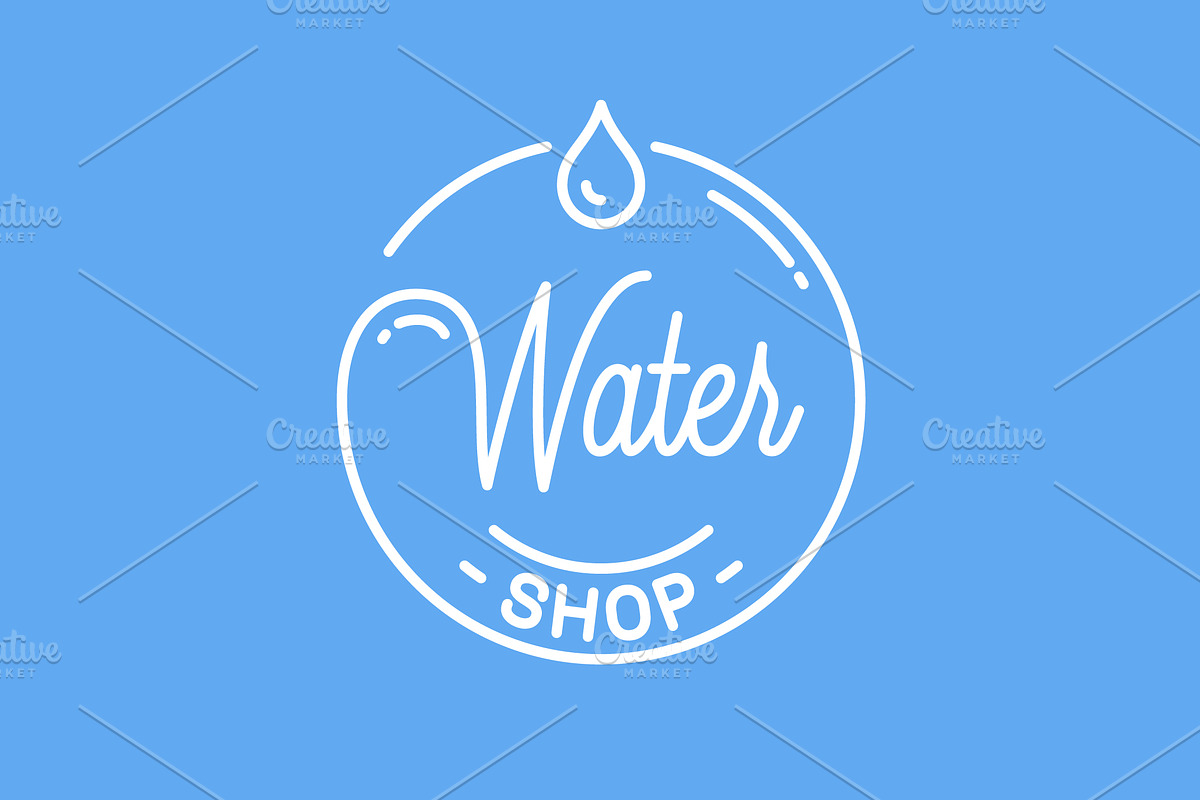 Water shop logo. Round linear logo. in Illustrations - product preview 8