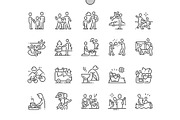 Family outdoor recreation Line Icons