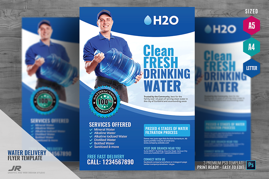 Watery Delivery Services Flyer in Flyer Templates - product preview 8