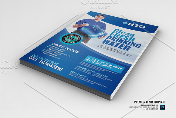 Watery Delivery Services Flyer in Flyer Templates - product preview 1