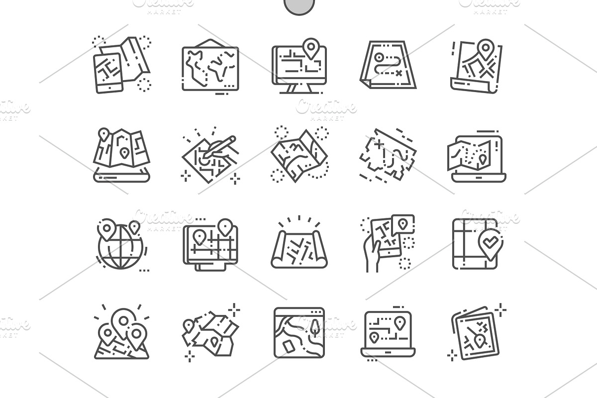 Paper and electronic maps Line Icons in Icons - product preview 8