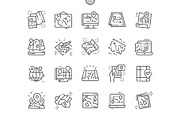 Paper and electronic maps Line Icons