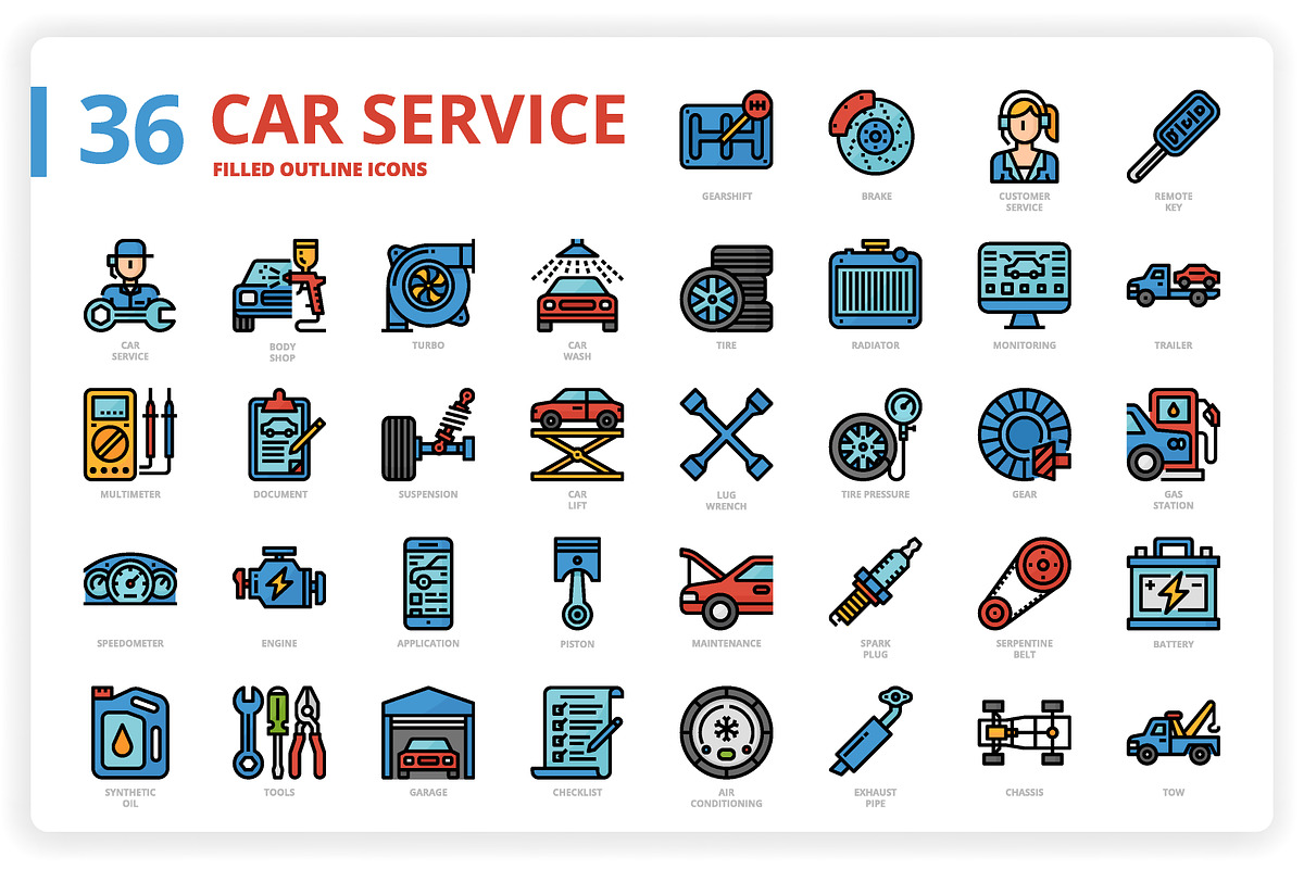 36 Car Service Icons x 3 Styles in Icons - product preview 8