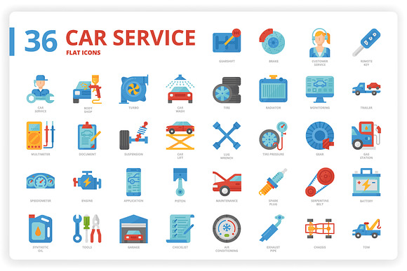 36 Car Service Icons x 3 Styles in Icons - product preview 1