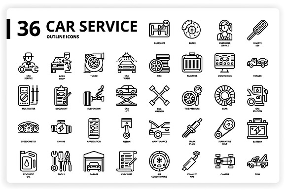 36 Car Service Icons x 3 Styles in Icons - product preview 2