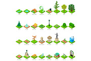 Park nature elements icons set