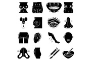 Body parts icons set, simple style
