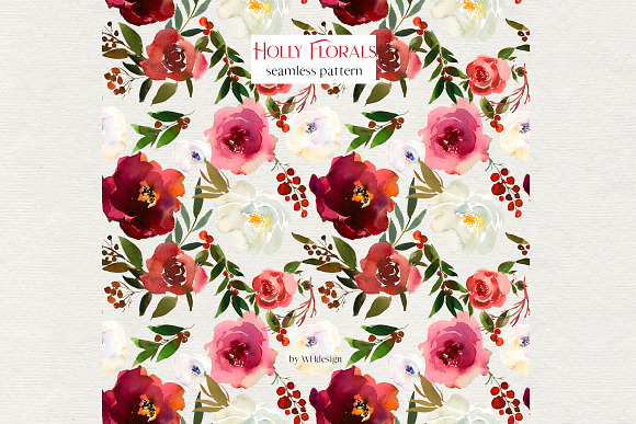 Holly Florals Watercolor Flowers PNG in Illustrations - product preview 4