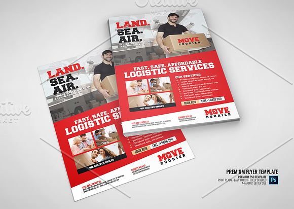 Main Logistic Freight Services Flyer in Flyer Templates - product preview 2