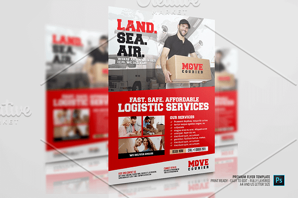 Main Logistic Freight Services Flyer in Flyer Templates - product preview 3