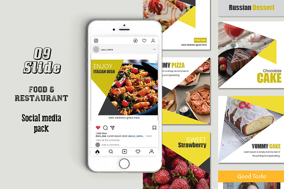 Food & Restaurant Social Media Pack in Instagram Templates - product preview 1