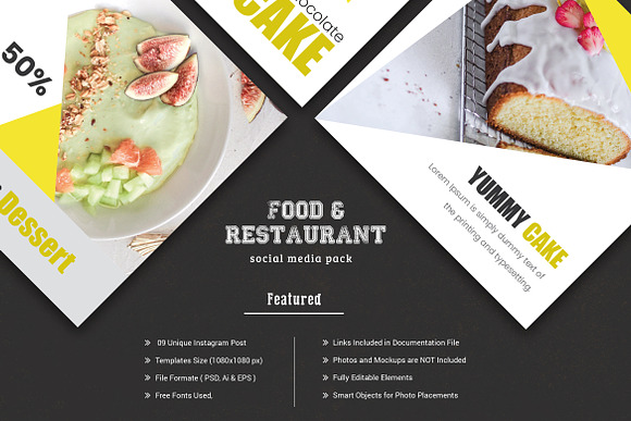 Food & Restaurant Social Media Pack in Instagram Templates - product preview 3