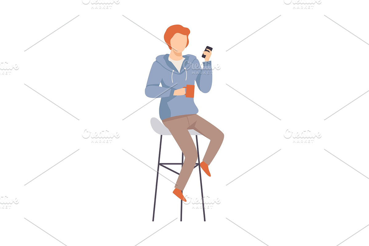 Man is sitting in a high chair in Illustrations - product preview 8