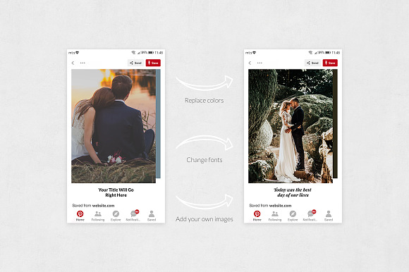Wedding Pinterest Posts in Pinterest Templates - product preview 4