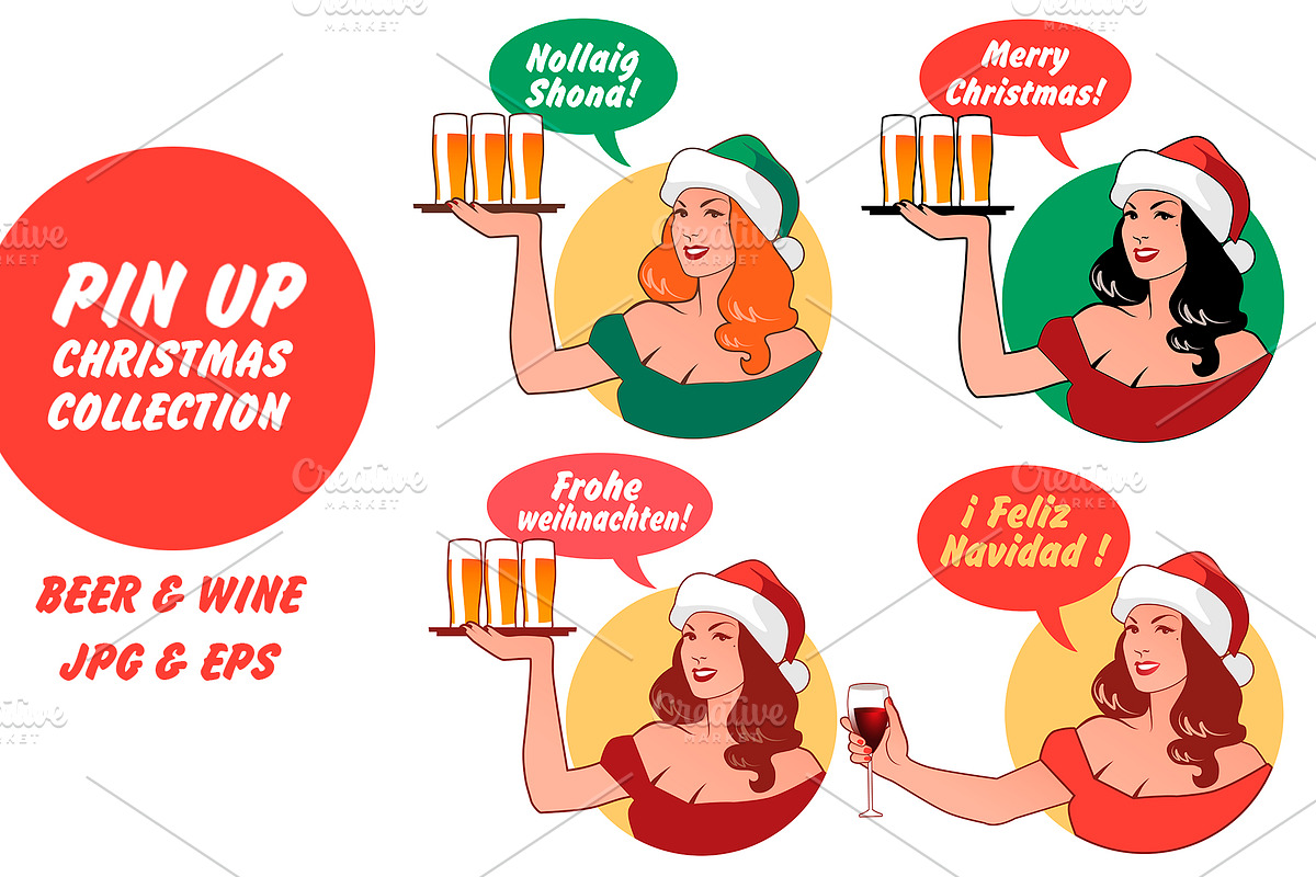 Pin Up Christmas Girls in Illustrations - product preview 8