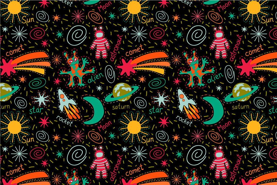 Seamless pattern "Funny Space" in Patterns - product preview 8