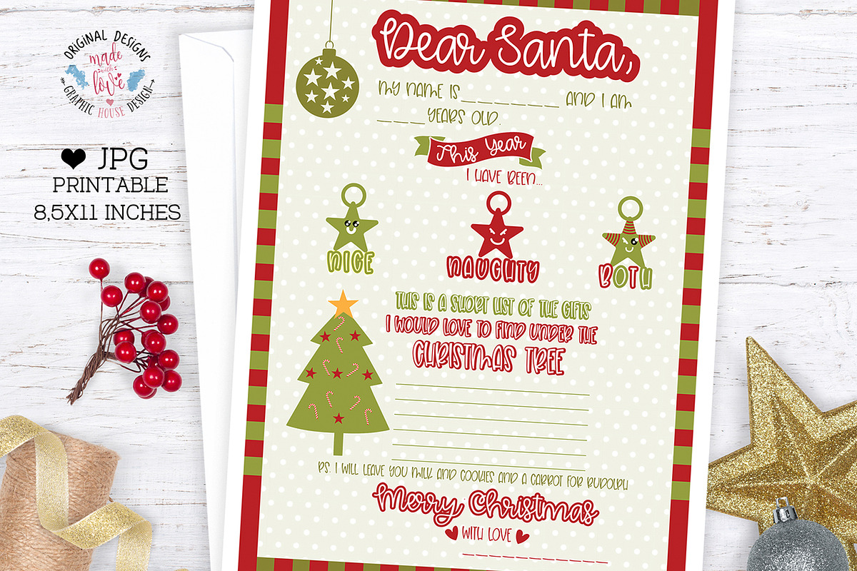 Letter to Santa Christmas Wish List in Illustrations - product preview 8